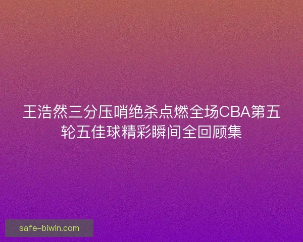 王浩然三分压哨绝杀点燃全场CBA第五轮五佳球精彩瞬间全回顾集